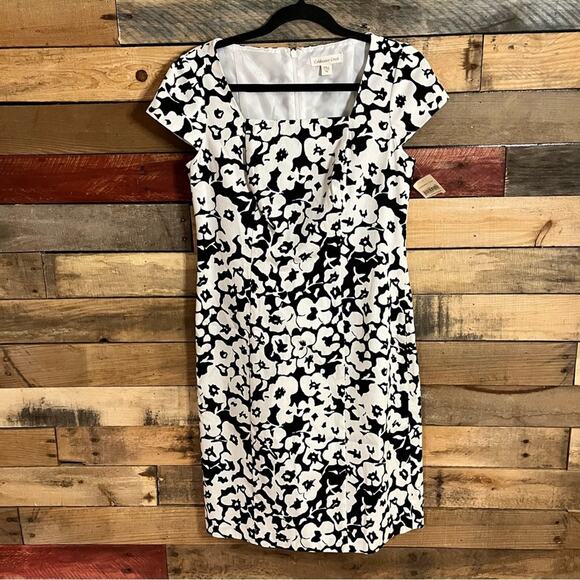 Coldwater Creek Black And White Floral‎ Dress Size 4P - Picture 1 of 10